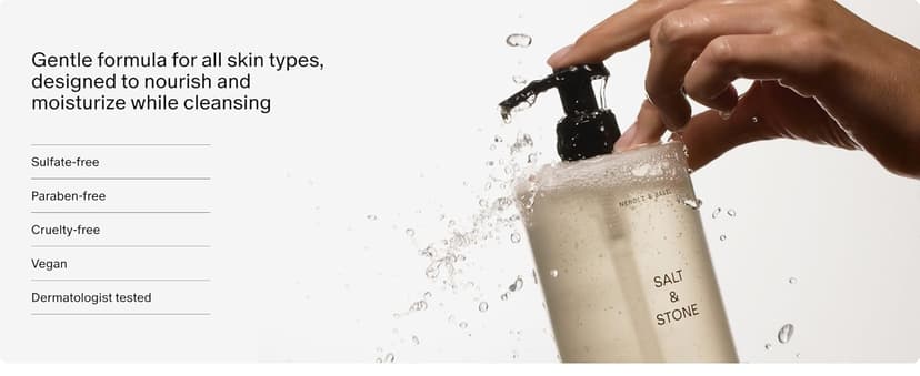 Salt & Stone Body Wash with Antioxidants for Deep Moisture | For Women & Men, Sulfate, Paraben, & Dye Free, Leaving Skin Soft and Hydrated | Bergamot & Hinoki 15.2 fl oz