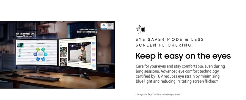 Samsung 24" Essential S3 (S36GD) Series FHD 1800R Curved Computer Monitor, 100Hz, Game Mode, Advanced Eye Comfort, HDMI and D-sub Ports, LS24D366GANXZA