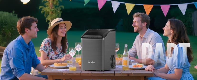 inoviva Nugget Ice Maker Countertop, 40lbs/24H Soft Chewable Pellet Ice Machine with Self-Cleaning, Sonic Ice Maker for Home Kitchen, Office - Black Stainless