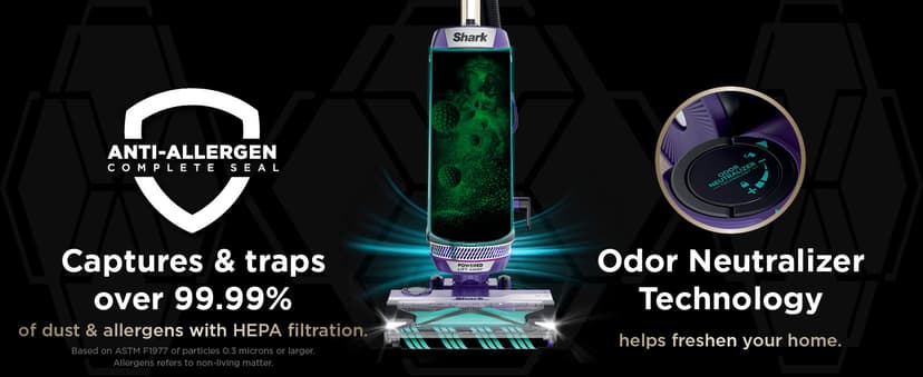 Shark POWERDETECT Upright Vacuum Cleaner with HEPA Filter, Heavy Duty Vacuum with Powerful Suction for Pet Hair Pickup, DuoClean Technology, Powered Lift-Away, Ideal for Carpets & Hardfloors, AZ4002