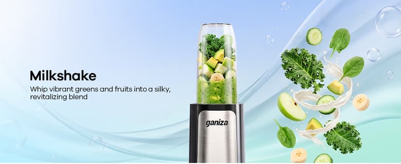 With 3 Portable Cups (1*24oz & 2*17oz), Peak Power 900W Single Serve Smoothie Maker for Kitchen, BPA-Free, Nutritious Recipe Ganiza Smoothie Blender, 14Pcs Portable Personal Blender Shakes & Smoothies B0DJM4QW9B