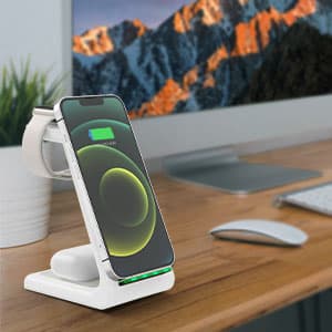 3 in 1 Wireless Charging Station, 2026 Upgraded Fast Desk Charger Station for iPhone 17 16 15 14 13 12 Pro Max Plus, Charger Stand for Apple Watch 11 10 9 8 7 6 5 4 3 2 Ultra SE, Airpods 4 3 2 Pro