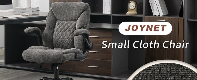 Cloth Office Chair Mid Back Ergonomic Computer Chair Comfortable Fabric Padded Home Office Desk Chairs with Flip-up Arm Rest Adjustable Height Swivel Wheels for Short People Use | Grey