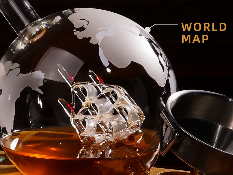 Gifts for Men Dad Husband from Wife Daughter Son, Unique Christmas Anniversary Birthday Gifts for Him, Whiskey Decanter Globe Set with 2 Glasses, Bourbon Scotch Liquor Cool Stocking Stuffers Presents