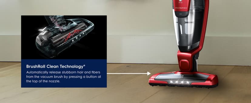 Electrolux Ergorapido Pet Cordless 2-in-1 Vacuum Cleaner with Motorized Pet Nozzle for Easy Pet Hair Removal, 48-Minute Run Time, 2 Power Modes, Chili Red