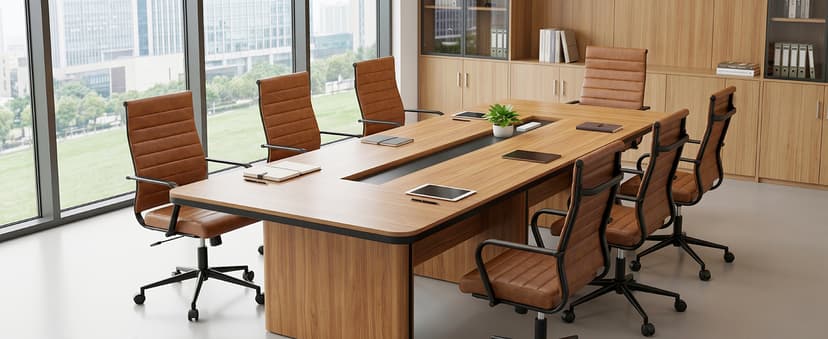 Okeysen Leather Office Desk Chair, Mid-Century Modern Leather Conference Room Chairs, Ergonomic Executive Ribbed Height Adjustable Swivel Rolling Chair for Home Office.