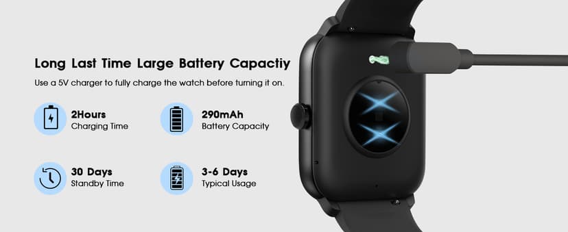 Smart Watch (Answer/Make Call): 1.85" Waterproof Fitness Trackers with 24-Hours Blood Pressure Heart Rate SpO2 Sleep Monitor Watches for Men Women, iPhone Android Compatible (Stone Black)