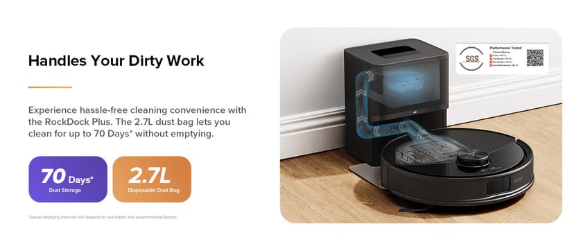 roborock Q10 S5+ Robot Vacuum and Mop, 10,000Pa Suction, Upgraded from Q8 max+, 70 Days Self-Emptying, Obstacle Avoidance, Sonic Mopping, Dual Anti-Tangle Design, Auto Mop Lifting, Ideal for Pet Hair