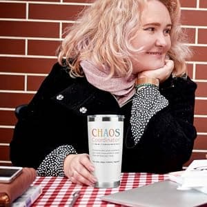 Thank You Gifts for Women, Boss Lady, Coworkers, Manager, Office, Teacher, Nurse, Mom, Her - Chaos Coordinator Gift Ideas - Valentines, Birthday Drinking Cup - 20 Oz Stainless Steel Tumbler