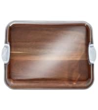 Farberware Bamboo Cutting Board with Clear Locking Lid, 11x14 Inch Charcuterie Board with Handles - Reversible Serving Board for Cheese, Meats, Snacks and More B0D2RRK7CS