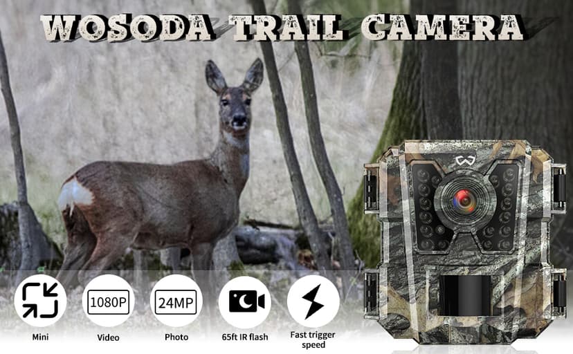 Mini Trail Camera 4 Pack 24MP 1080P HD, Game Cam with SD Card, Waterproof Tiny Deer Camera Night Vision Motion Activated with Fast Trigger Time for Outdoor Wildlife Monitoring