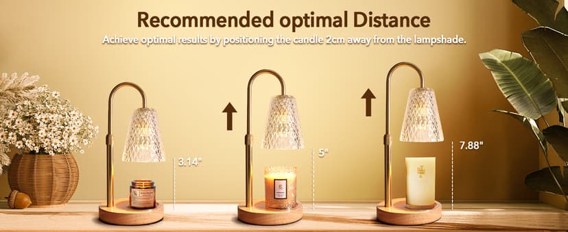 Candle Warmer Lamp with Timer, Stocking Stuffers for Women, Mom Gifts for Women Mom Christmas, Adjustable Height Candle Warmer, Dimmable, Home Decor, Wax Warmer Lamp for Jar Candles with 2 Bulbs