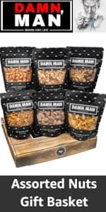 Nuts Gift Basket for Men - Cashews, Almonds, Peanuts in Unique Tin Gift Box – Birthday Gift for Men, Food Gift Basket for Men, Dad, Care Package, Assorted Nuts, Healthy Snack Gift Basket