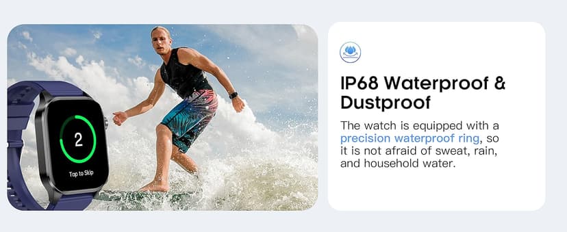 Smart Watch for Men Women, 2.04" AMOLED Color Screen, 24/7 Heart Rate, Blood Oxygen, Blood Pressure, Sleep and Stress Health Monitor, Blood and Body Composition Insights, 150 Sports Modes (Black)