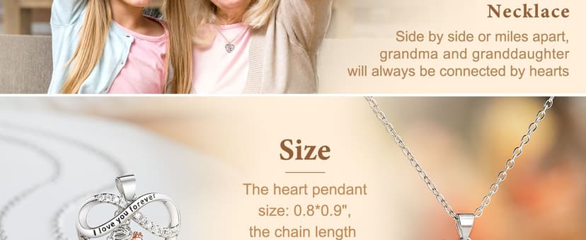 Infinity Heart Necklace Christmas Jewelry Gifts for Grandma Granddaughter Birthday Jewelry Gifts