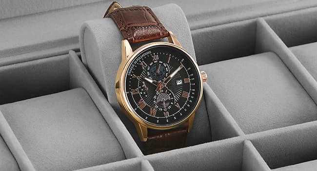 SONGMICS SONGMICS Watch Box, 12-Slot Watch Case Organizer with Large Glass Lid, Removable Pillows, Gift for Loved Ones, Black Synthetic Leather, Gray Lining UJWB12BK