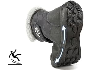 Almusen Snow Boots for Womens Winter Shoes: Warm Fur Lining Mid Calf Boots Women Anti Slip Waterproof Hook Loop Comfortable Outdoor Boot