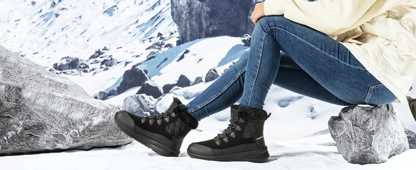 Dannto Womens Winter Snow Boots Warm Fur Lined Ankle Shoes Water Resistant Booties Non Slip Sole