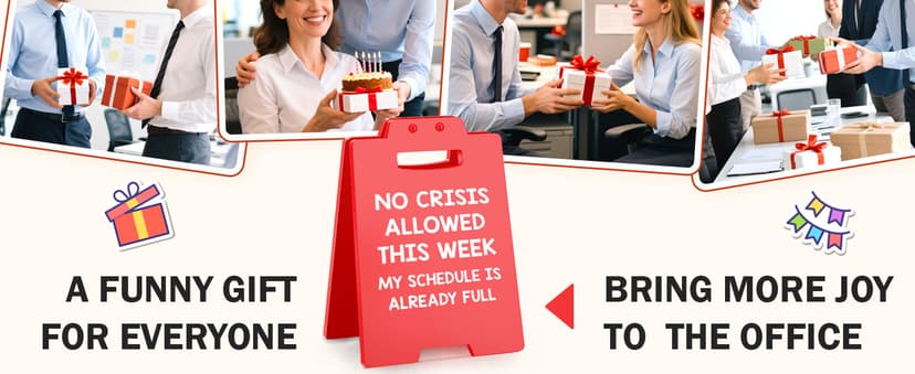 Funny Office Desk Decor Boss Sign, Bosses Day Gifts for Women Men Manager Supervisor Leader Lady Famale Male, Christmas White Elephant Gifts for Teacher Principal Coworker Cubicle Accessories Red Sign