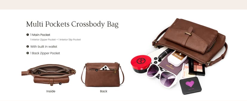 befen Genuine Leather Crossbody Bags for Women Soft Small Leather Purse with Built in RFID Wallet Trendy Shoulder Handbags