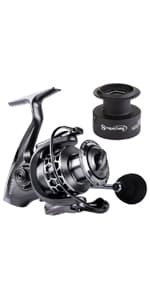 Sougayilang Fishing Reel 13+1BB Light Weight Ultra Smooth Aluminum Spinning Fishing Reel with Free Spare Graphite Spool