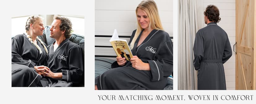 AW BRIDAL Mr and Mrs Waffle Knit Robe Set for Wedding Engagement Gifts, Anniversary Matching Robes for Couples, Women and Men