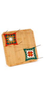 CraftyManor 7.6 in Blocking Boards for Crochet Projects with Rose Pattern, Crochet Blocking Board with Pegs, Granny Square Blocking Board with 20 Stainless Steel Pegs, Bamboo