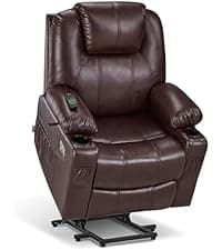 MCombo Power Lift Recliner Chair with Extended Footrest for Elderly People, Fabric 7283 (Dark Gray, Large)