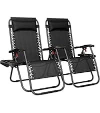 Yaheetech Zero Gravity Chair, Folding Reclining Lounge Recliner with Removable Pad & Headrest & Side Cup Holder Tray for Indoor and Outdoor Gray/1