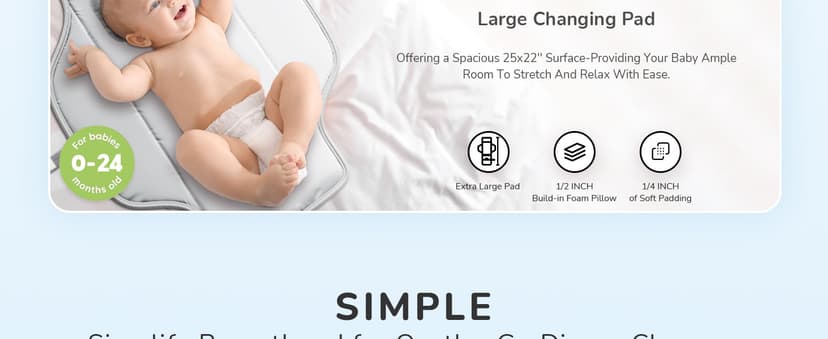 Portable Diaper Changing Pad for Baby, Detachable Travel Changing Pad with Baby Wipes Pocket, Gifts for Baby Shower, Newborn Girls and Boys (Grey)