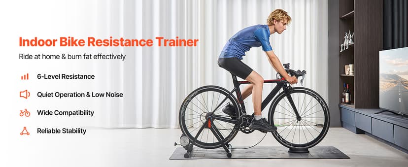 VEVOR Bike Trainer, 6 Level Resistance, 26-29 in & 700C Wheels, Foldable Magnetic Bicycle Stationary Stand for Indoor Exercise Riding with Quick Release Skewer & Front Wheel Riser Block for Road Bikes