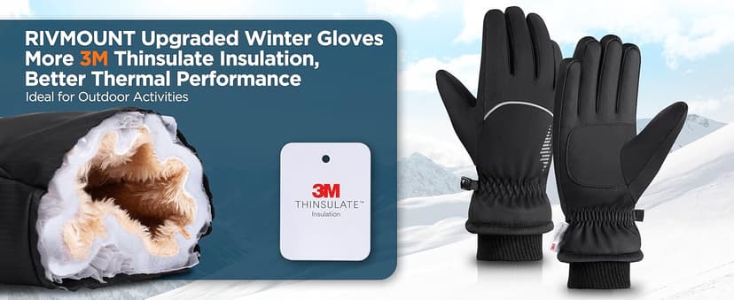 rivmount Winter Gloves Women Men, Thermal Ski Gloves for Cold Weather with Warm, Waterproof, Touchscreen for Running, Skiing