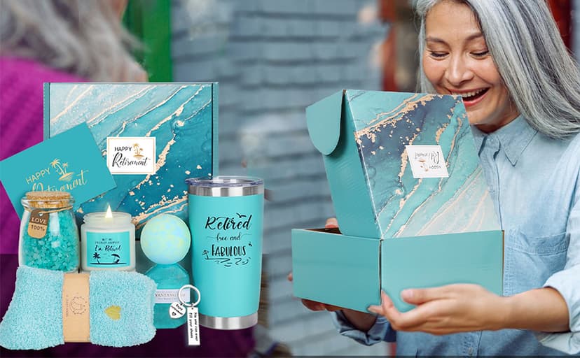 Retirement Gifts for Woman 2025, Happy Cool Retirement Gifts for Women Coworker, Teacher, Boss, Nurse, Friends, Mom, Retirees, Retired Free and Fabulous Funny Retirement Spa Gifts Basket, 8 pcs