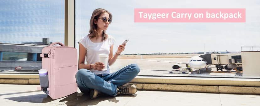 Taygeer Travel Backpack for Women, Carry On Backpack with USB Charging Port & Shoe Pouch, TSA 15.6inch Laptop Mochila Flight Approved, Nurse Bag Casual Daypack for Weekender Business Hiking, Pink