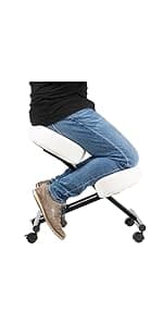 Ergonomic Kneeling Chair, Adjustable Stool for Home and Office - Improve Your Posture with an Angled Seat - Thick Comfortable Moulded Foam Cushions - Brake Casters