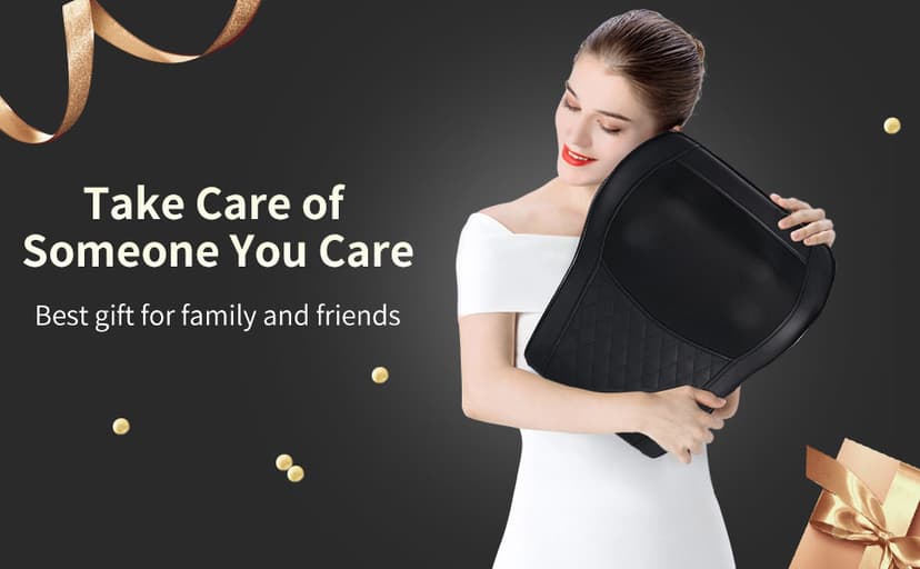 Boriwat Back Massager with Heat, 3D Kneading Massage Pillow for Back, Neck, Shoulder, Leg Pain Relief Deep Tissue, Gifts for Women Men Mom Dad