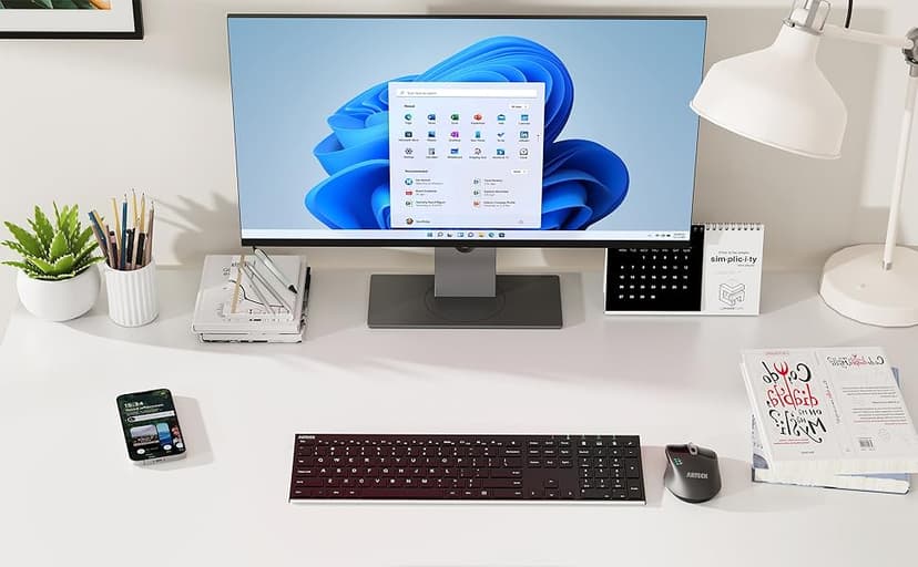 Arteck 2.4G Wireless Keyboard Stainless Steel Ultra Slim Full Size Keyboard with Numeric Keypad for Computer/Desktop/PC/Laptop/Surface/Smart TV and Windows 10/8/ 7 Built in Rechargeable Battery