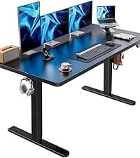 HUANUO L-Shaped Standing Desk, 63 x 40 inch Dual Motor Corner Standing Desk, Electric Height Adjustable Computer Desk with Cable Tray & 3 Preset Heights, Raising Desk for Home Office, White, HNESD109