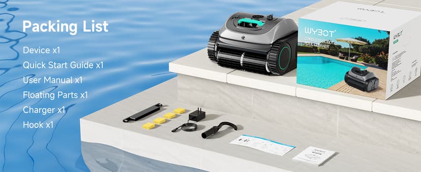 (2025 Upgrade) WYBOT C1 Pool Robot Vacuum for Inground Pools, 4-in-1 Cordless Robotic Pool Cleaner Lasts 150min, Triple-Motor up to 1,614 Sq.ft, Smart APP Support, Auto Wall & Waterline Cleaning
