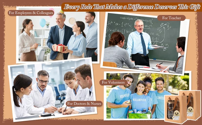 42 Pcs/6 Sets Employee Appreciation Gifts Bulk - Includes 16oz Glass Cups with Bamboo Lid, Positive Crochet, Inspirational Notebooks with Pens, Kraft Paper Gift Bags & Straw - Thank You Gifts for Coworkers, Teachers, Staff & Team B0G5MPS7K6