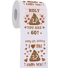 60th Birthday Gifts for Women, Men, Her, Him - Happy Prank Toilet Paper - 60th Birthday Decorations, Party Supplies Favors - 60 Years Old Funny Gag Gift Ideas, Novelty Bday Present for Friends, Family