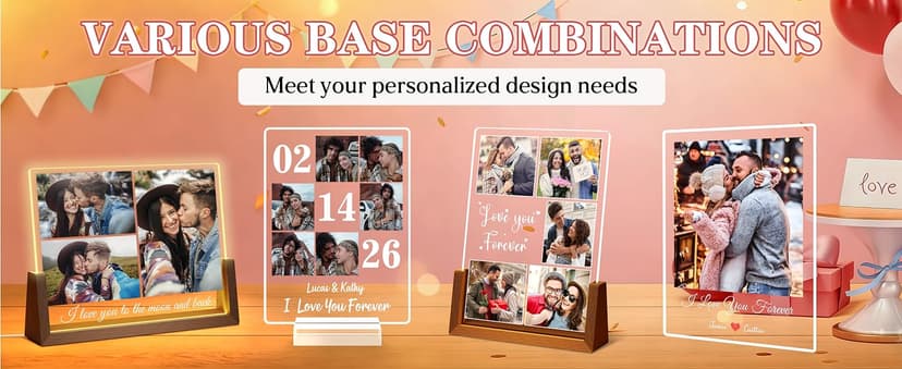 Customized Besties Friendship Gifts for Women Men, Personalized Best Friend Christmas Birthday Gifts for BFF Sister Him Her Custom Photo Frame, Personalized Best Friend Picture Frame Night Light B0FZKR66Y7