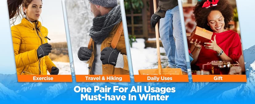 rivmount Winter Gloves Women Men, Thermal Ski Gloves for Cold Weather with Warm, Waterproof, Touchscreen for Running, Skiing