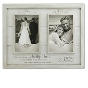 Then & Now 50th Anniversary Photo Frame, Wedding, Engagement, & Vow Renewal Couples Gift, Wooden Picture Frames with Sentimental Quote, 12-Inch x 9.5-Inch, Rustic Woodgrain, by Abbey & CA Gift