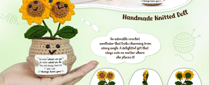 Friendship Gifts For Women, Friend Gift Ideas, Emotional Support, Sunflower Decor, Handmade Keepsake, Soft Yarn Texture OASSIE Best Friend Birthday Gifts for Women - Positive Crochet Sunflower B0FNVGXPQ1