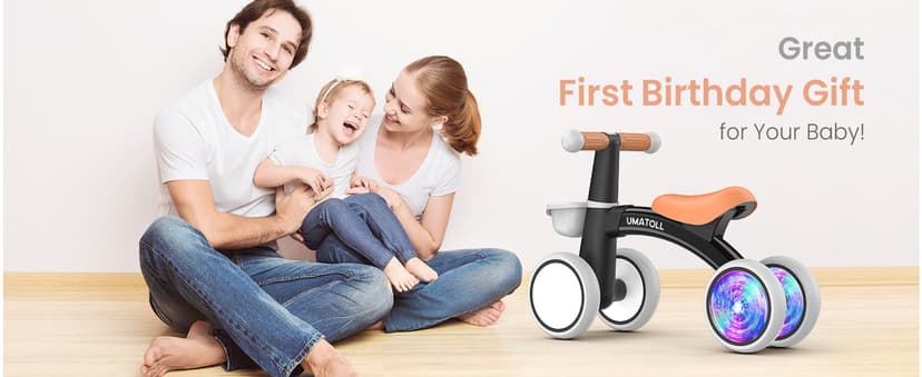 12-24 Months Toddler First Ride on Toys, Colorful Lighting Rear Wheels, Adjustable Seat Baby Walker, Basket Umatoll Baby Balance Bike Toy for 1 Year Old Boy Girl, First Birthday Gift B0CR6VKXJ7