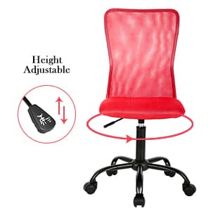 Ergonomic Office Chair Cheap Desk Chairwith Wheels Armless Lumbar Support Small Modern Adjustable Mid Back for Home Women or Men (Red)