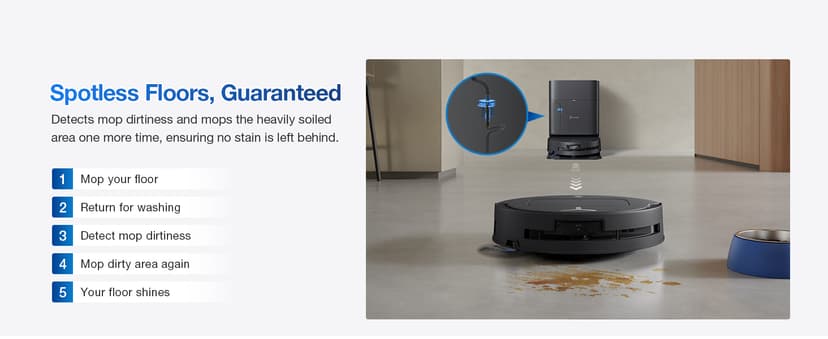 ECOVACS DEEBOT T80 Omni Robot Vacuum and Mop, 18,000Pa Suction, OZMO Roller Mop with TruEdge, Zero-Tangle Brush, AI Navigation, All-in-One Station