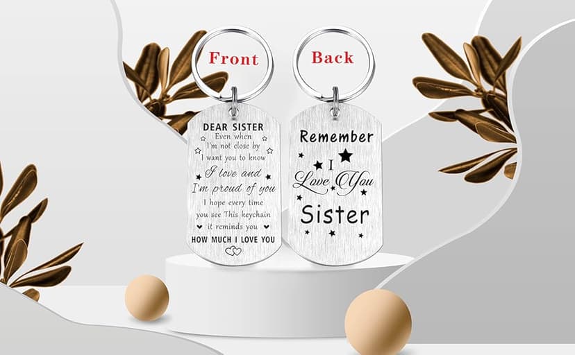 Resdink Sister Gifts for Girl Women - I Love My Sister Mothers Day Birthday Graduation Keychain, Proud of Best Sisters Present