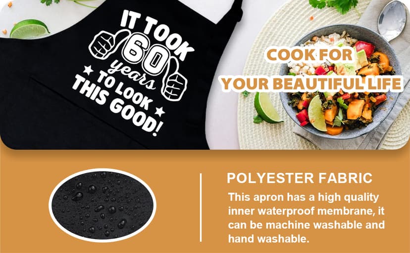 30th 40th 50th 60th 65th 70th 75th Birthday Gifts for Men, Chef Aprons for Men with 3 Pockets